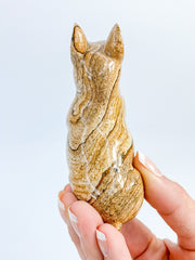 Picture Stone Jasper Cat Carving