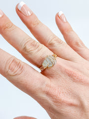 Aquamarine Gold Plated Ring Wire Wrapped