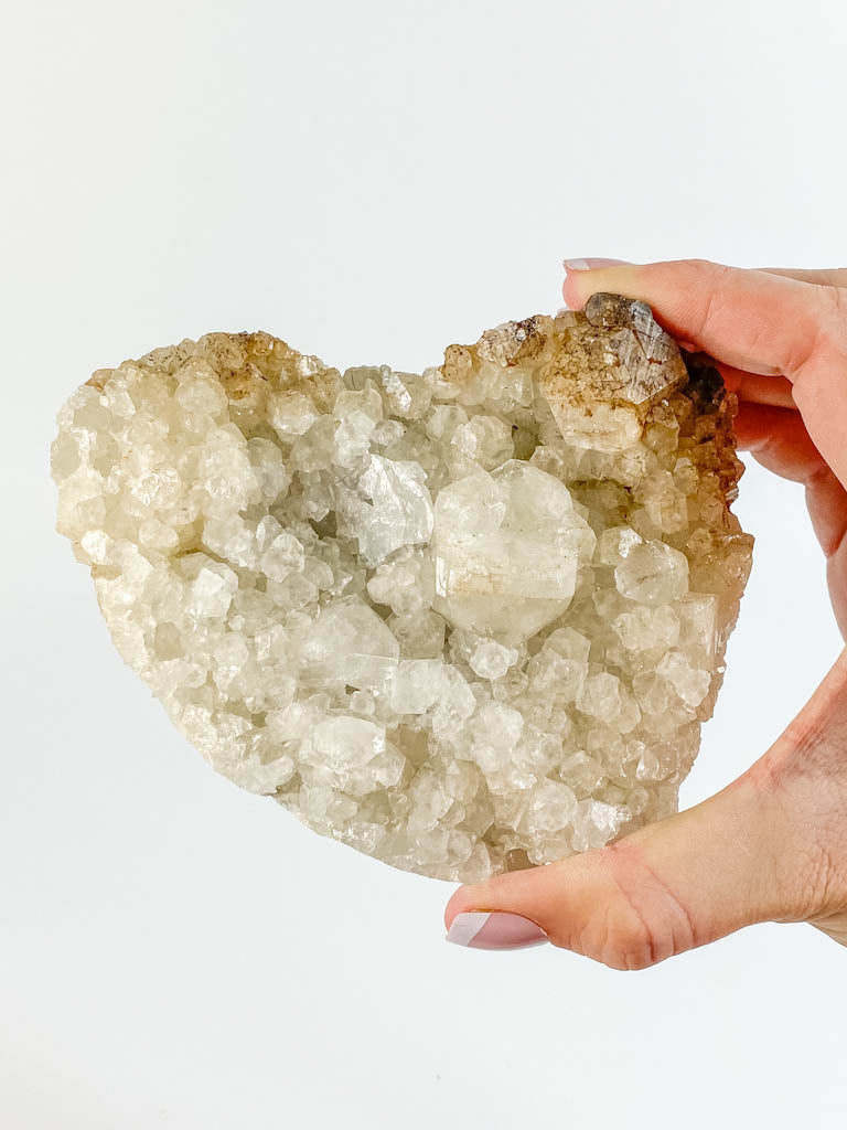 Apophyllite Cluster with Inclusions Heart 605g