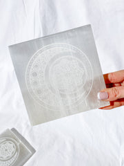 Selenite New Moon Mandala | Square Plate