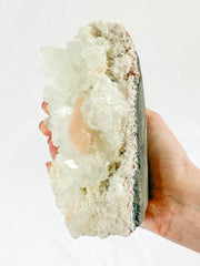 Apophyllite Stilbite with Inclusions CutBase Cluster 1.3kg