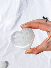 Selenite Mandala Heart | X Large