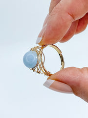 Angelite Gold Plated Ring Wire Wrapped