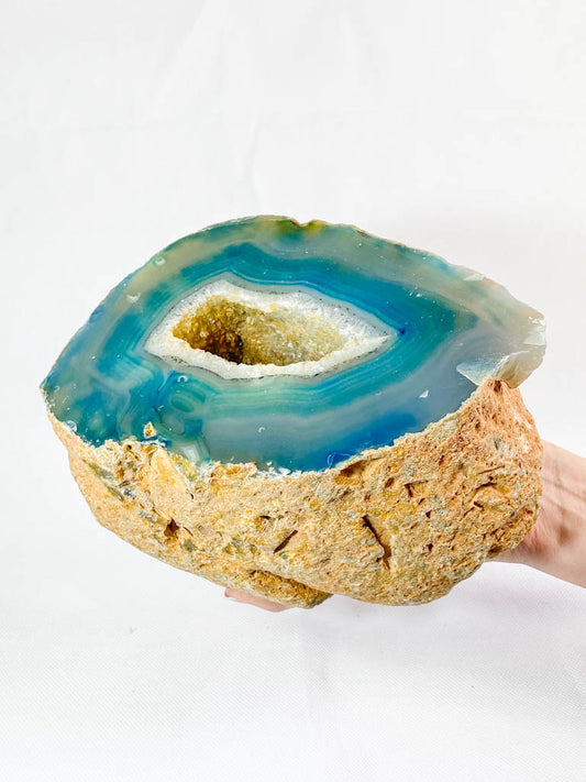 Blue Agate and Died Quartz Geode 3.9kg