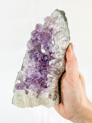 Amethyst Quartz and Calcite Cut Base Cluster 1.2kg