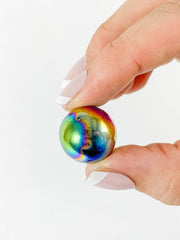 Magnetic Hematite Rainbow Sphere Pair | Mini