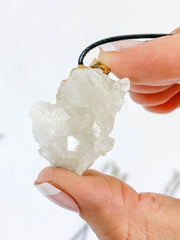 Clear Quartz Cluster Elegant Gold Plated Necklace