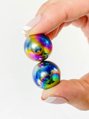 Magnetic Hematite Rainbow Sphere Pair | Mini