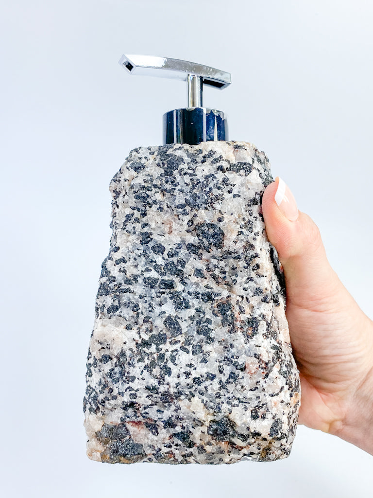 Black Tourmaline and Quartz with Inclusions Soap Dispenser 2.1kg
