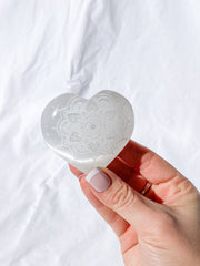 Selenite Mandala Heart | X Large