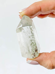 Clear Quartz Phantom Polished Point with Chlorite 69g