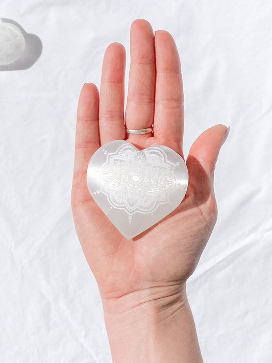 Selenite Mandala Heart | X Large