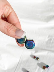 Magnetic Hematite Rainbow Hexagonal Pair 42g