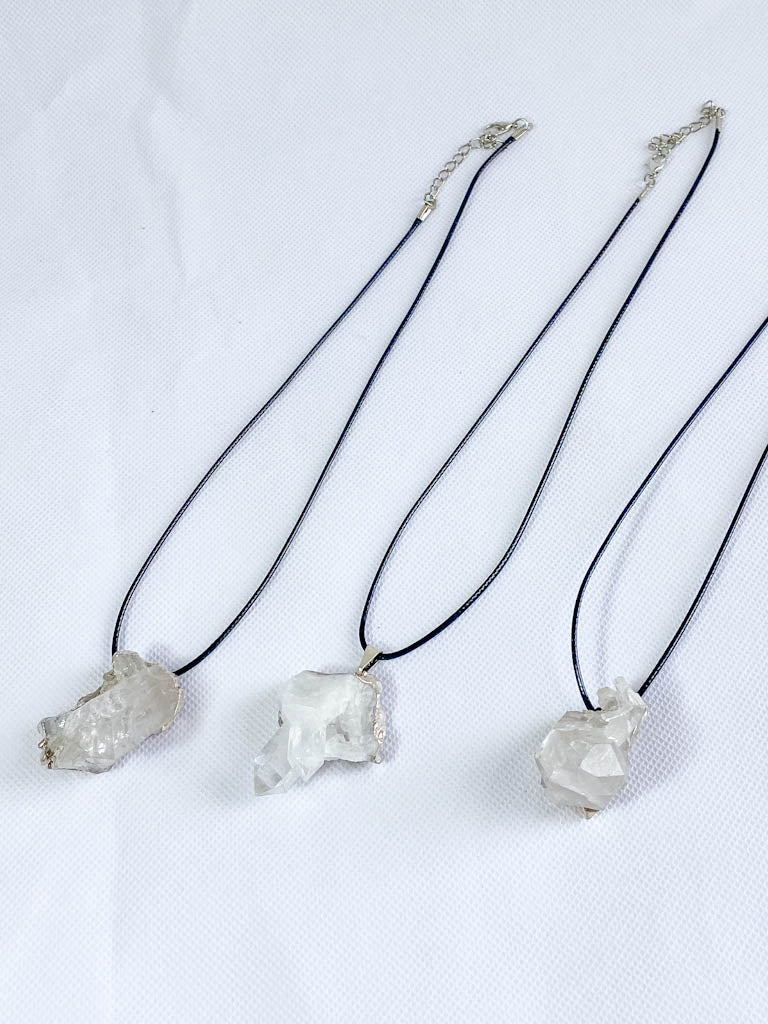Clear Quartz Cluster Elegant Silver Plated Necklace
