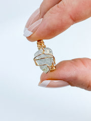Aquamarine Gold Plated Ring Wire Wrapped
