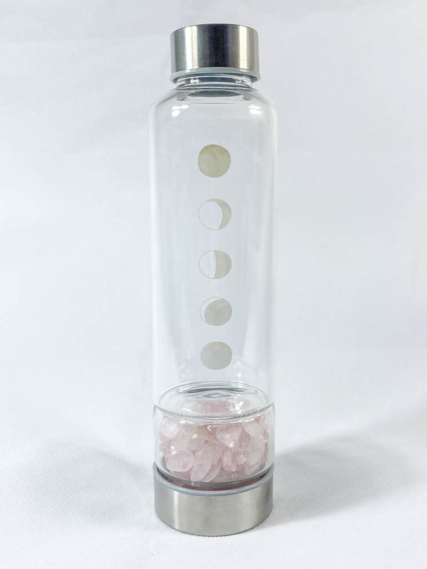 Gem Infused Lunar Phase Water Bottle | Rose Quartz