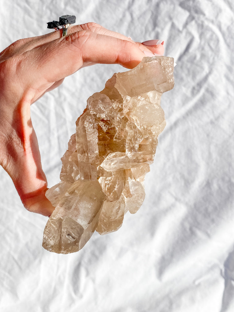 Smoky Himalayan Quartz Cluster with Inclusions 398g