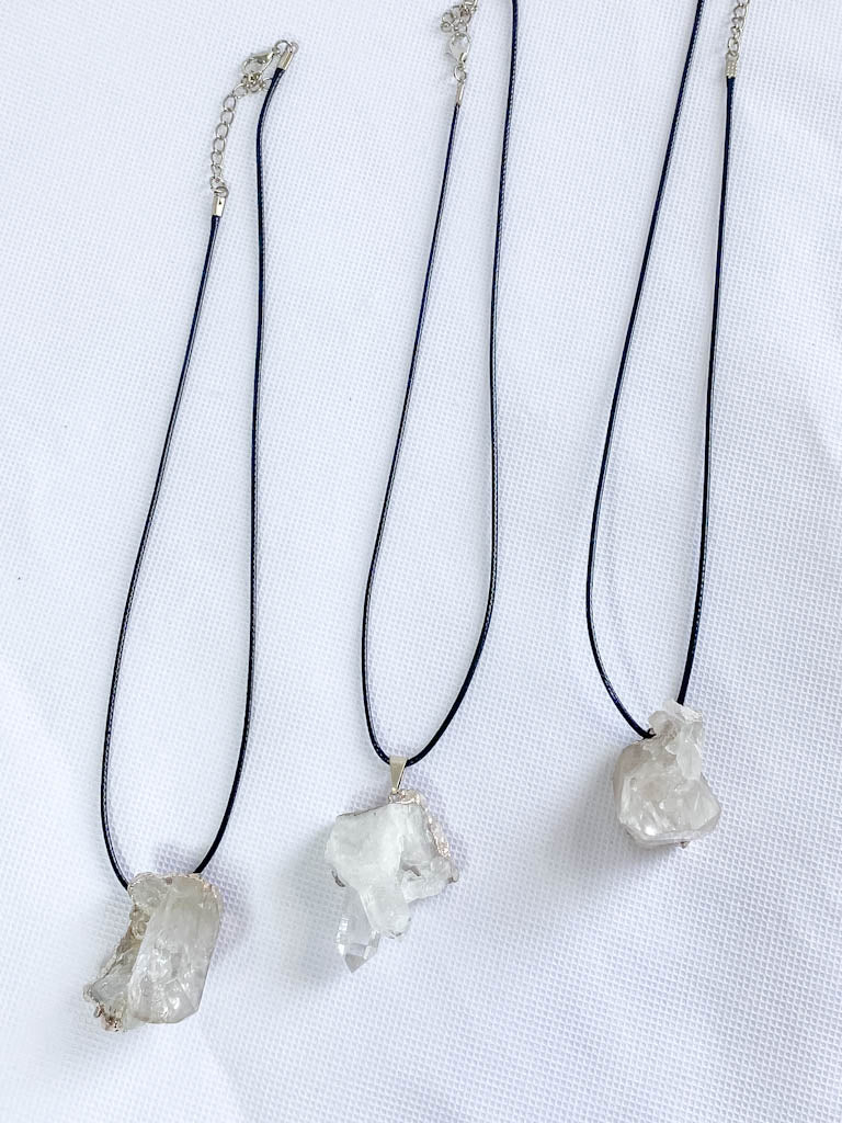 Clear Quartz Cluster Elegant Silver Plated Necklace