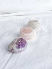 Calming Seer Trio Medium: Amethyst + Rose Quartz + Clear Quartz