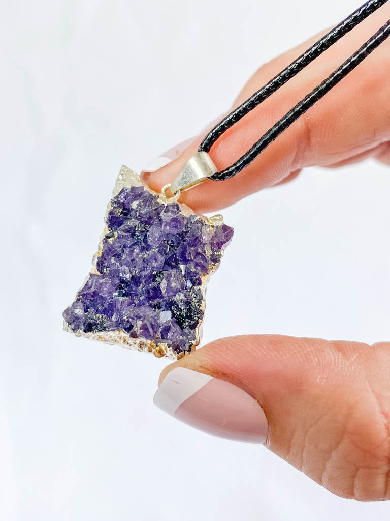Amethyst Cluster Elegant Silver Plated Necklace