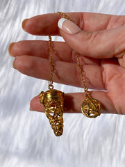 Pentagram Cage Gold Plated Pendulum