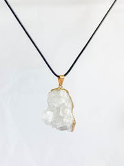 Clear Quartz Cluster Elegant Gold Plated Necklace