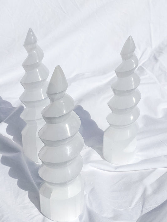 Selenite Unicorn Horn | Large