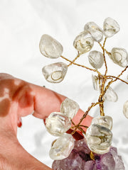 Wire Tree Clear Quartz on Amethyst Base