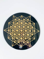 64 Tetrahedron Sacred Geometry Grid Disc | Black Acrylic