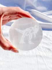 Selenite T-Rex Plate | Medium