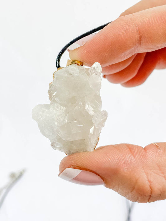 Clear Quartz Cluster Elegant Gold Plated Necklace
