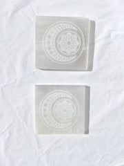 Selenite New Moon Mandala | Square Plate
