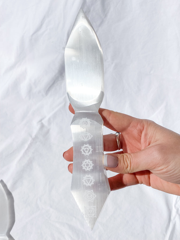 Selenite Chakra Alignment Dagger | Large
