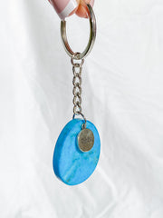 Worry Stone Keyring Dyed Blue Howlite