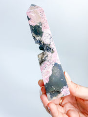 Rhodonite Obelisk with Cavity 322g