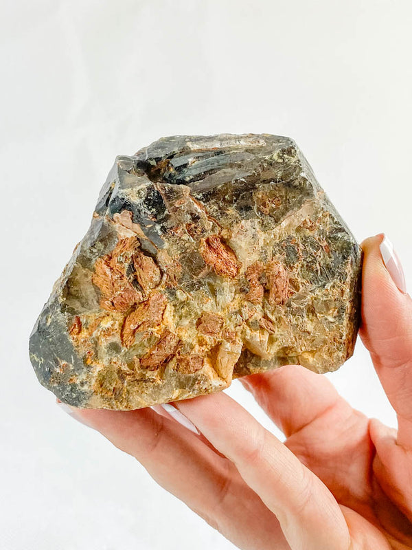 Smoky Quartz with Actinolite Elestial Natural Mineral Specimen 311g