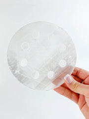 Selenite Seed of Life Grid Plate Full Moon | Large