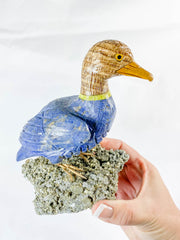 Peruvian Crystal Duck on Pyrite Cluster Carving 800g