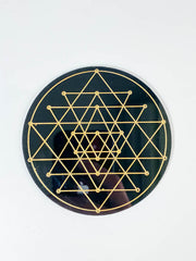 Sri Yantra Sacred Geometry Grid  Disc | Black Acrylic