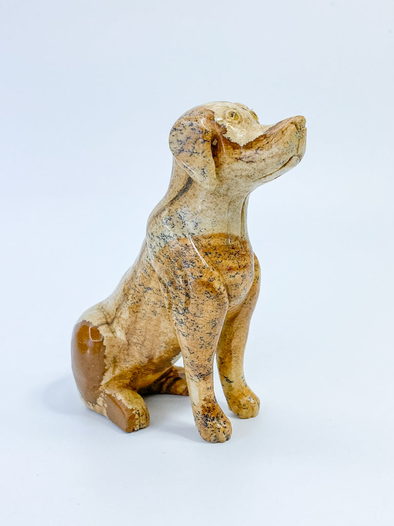 Picture Stone Jasper Dog Carving
