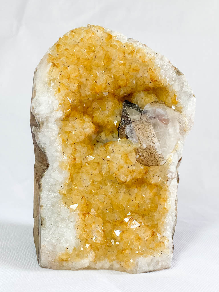 Citrine CutBase Cluster with Calcite and Druzy Inclusions 1.4kg