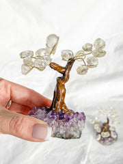 Crystal Bonsai Tree Clear Quartz on Amethyst Base
