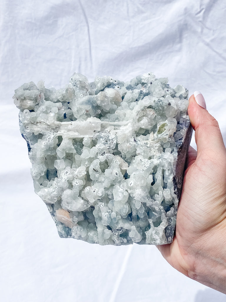 Chalcedony and Apophyllite CutBase Cluster 2.2kg