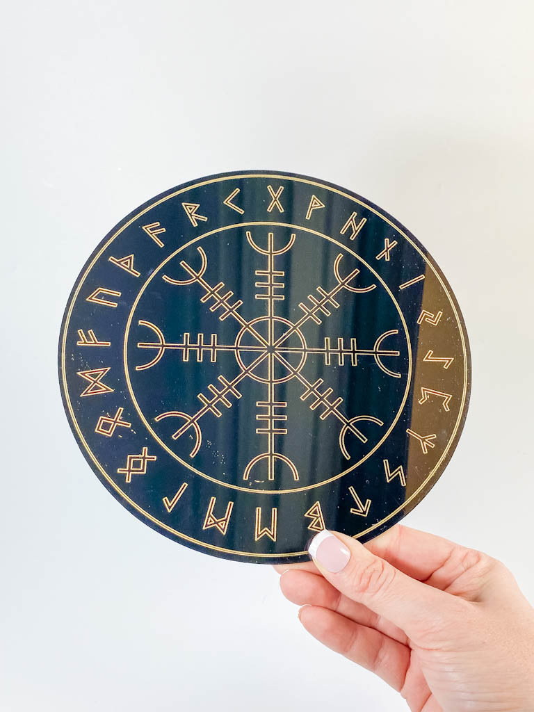 Runes Pendulum Divination Disc | Black Acrylic
