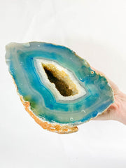 Blue Agate and Died Quartz Geode 3.9kg