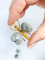 Labradorite Dragonfly Carving | Gold Plated
