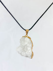 Clear Quartz Cluster Elegant Gold Plated Necklace