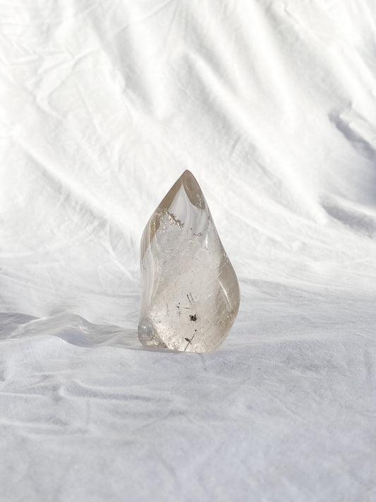 Smoky Quartz Flame with Black Rutile Inclusions 177g