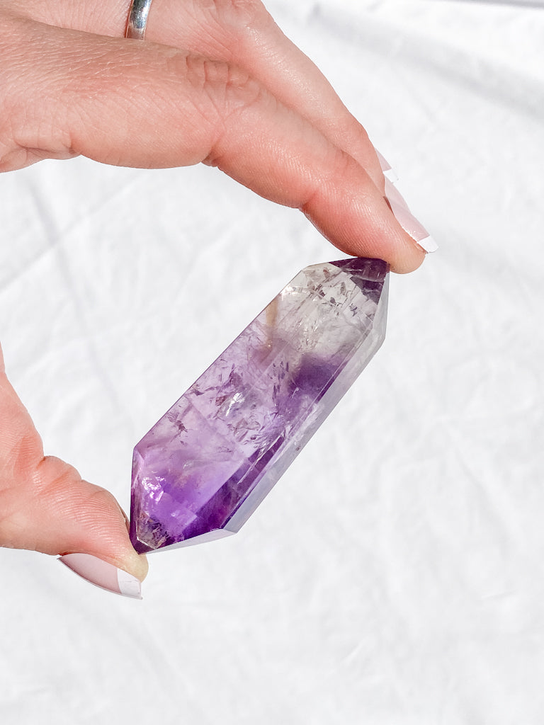 Amethyst Smoky Double Terminator Point 57g