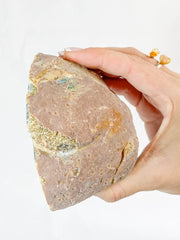 Rainbow Agate and Died Quartz CutBase Geode 1.3kg
